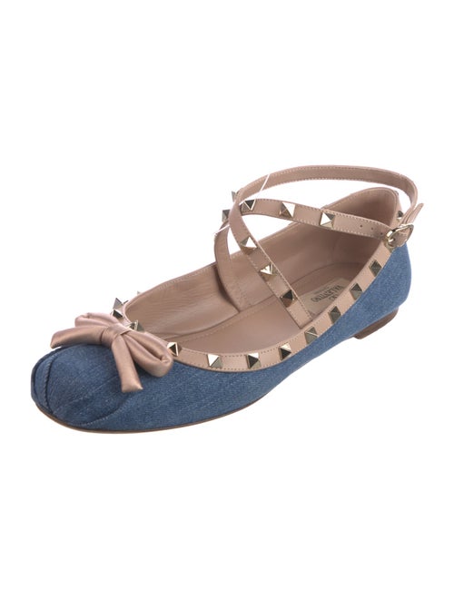 Valentino Rockstud Accents Denim Flats