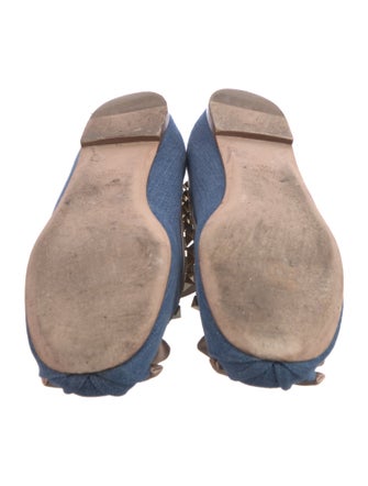 Valentino Rockstud Accents Denim Flats