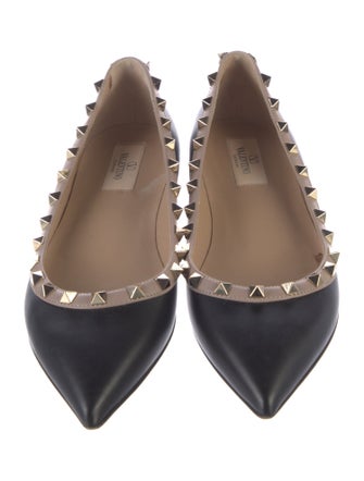 Valentino Rockstud Accents Leather Flats