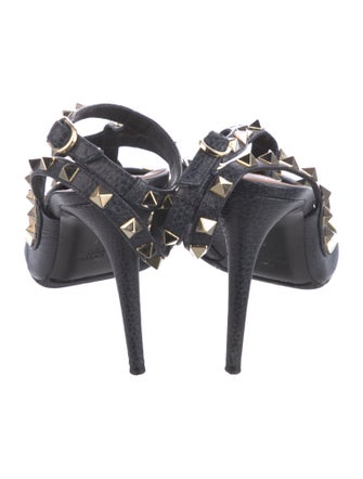 Valentino Rockstud Accents Leather T-Strap Pumps