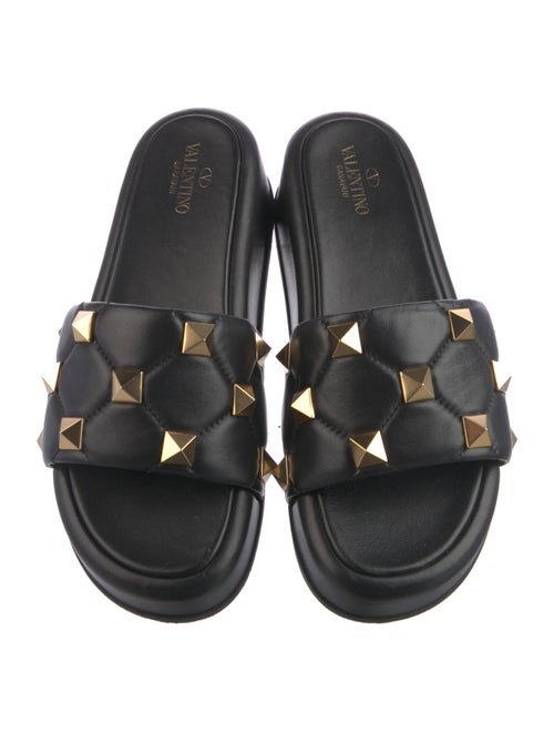 Valentino Rockstud Accents Leather Slides