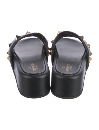 Valentino Rockstud Accents Leather Slides