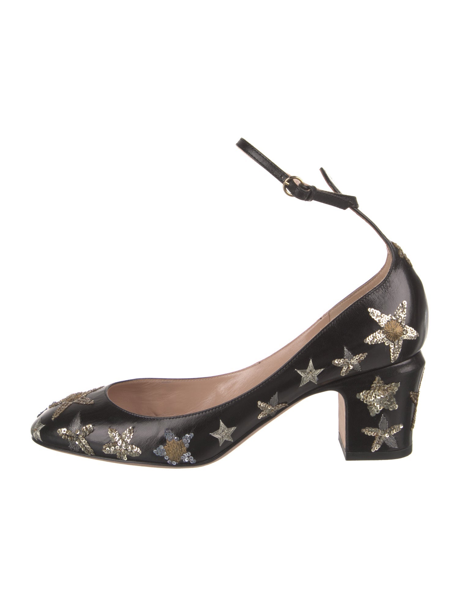 Valentino Leather Sequin Embellishments Pumps