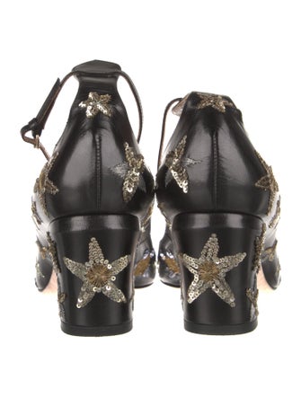 Valentino Leather Sequin Embellishments Pumps