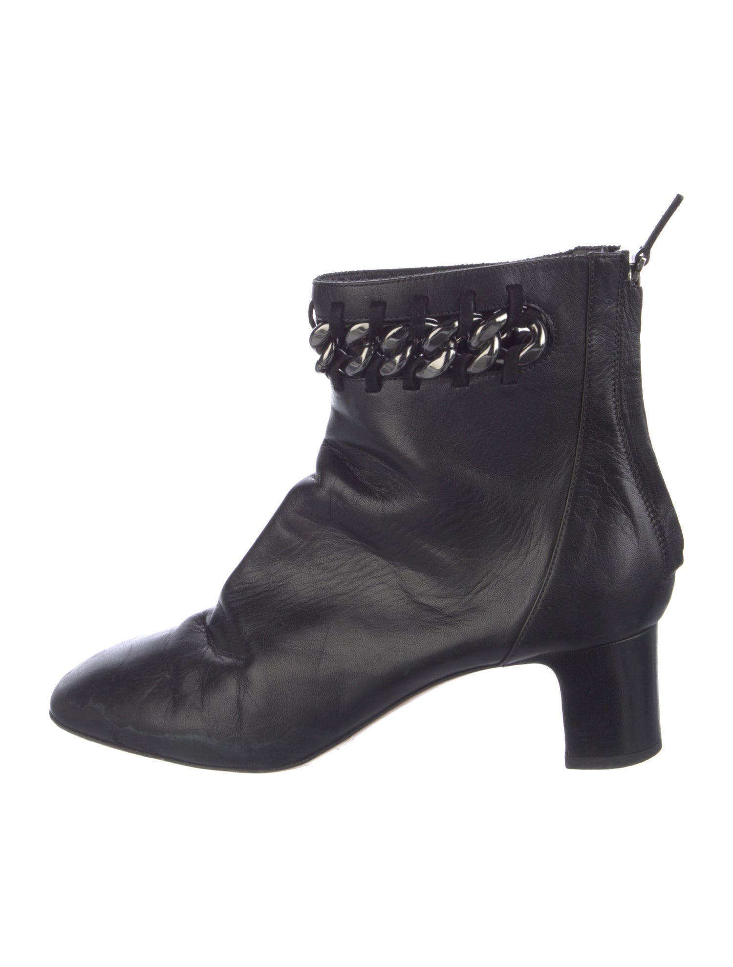 Valentino Leather Chain-Link Accents Boots