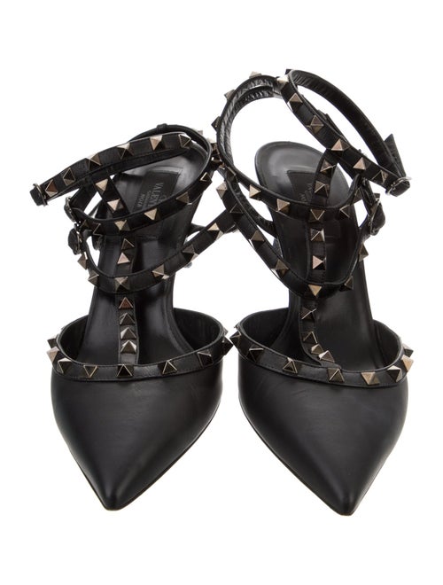 Valentino Rockstud Accents Leather T-Strap Pumps