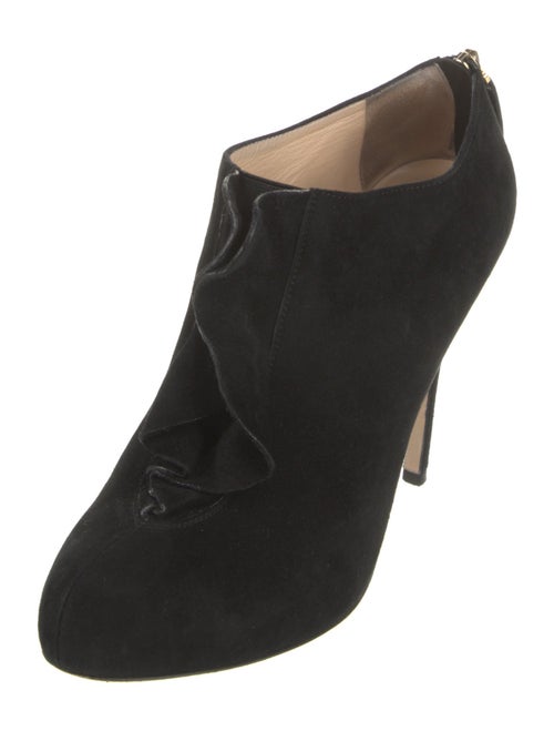 Valentino Suede Ruffle Embellishment Lace-Up Boots