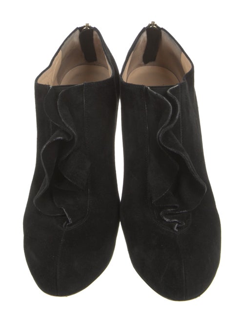 Valentino Suede Ruffle Embellishment Lace-Up Boots