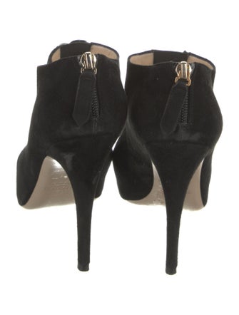 Valentino Suede Ruffle Embellishment Lace-Up Boots