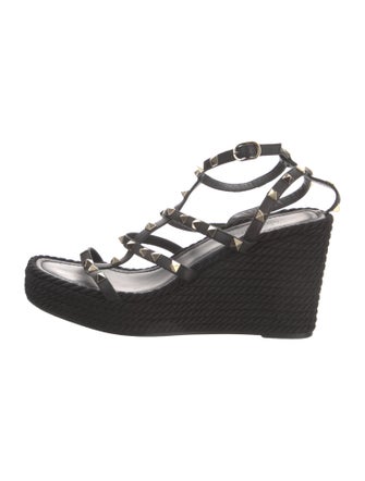 Valentino Rockstud Accents Leather Espadrilles