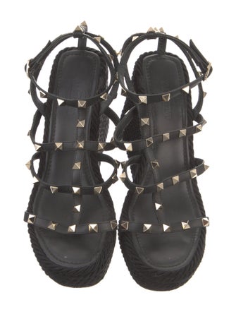 Valentino Rockstud Accents Leather Espadrilles
