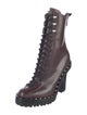 Valentino Rockstud Accents Leather Lace-Up Boots