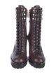 Valentino Rockstud Accents Leather Lace-Up Boots