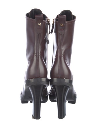 Valentino Rockstud Accents Leather Lace-Up Boots