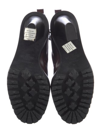 Valentino Rockstud Accents Leather Lace-Up Boots