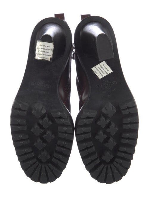 Valentino Rockstud Accents Leather Lace-Up Boots