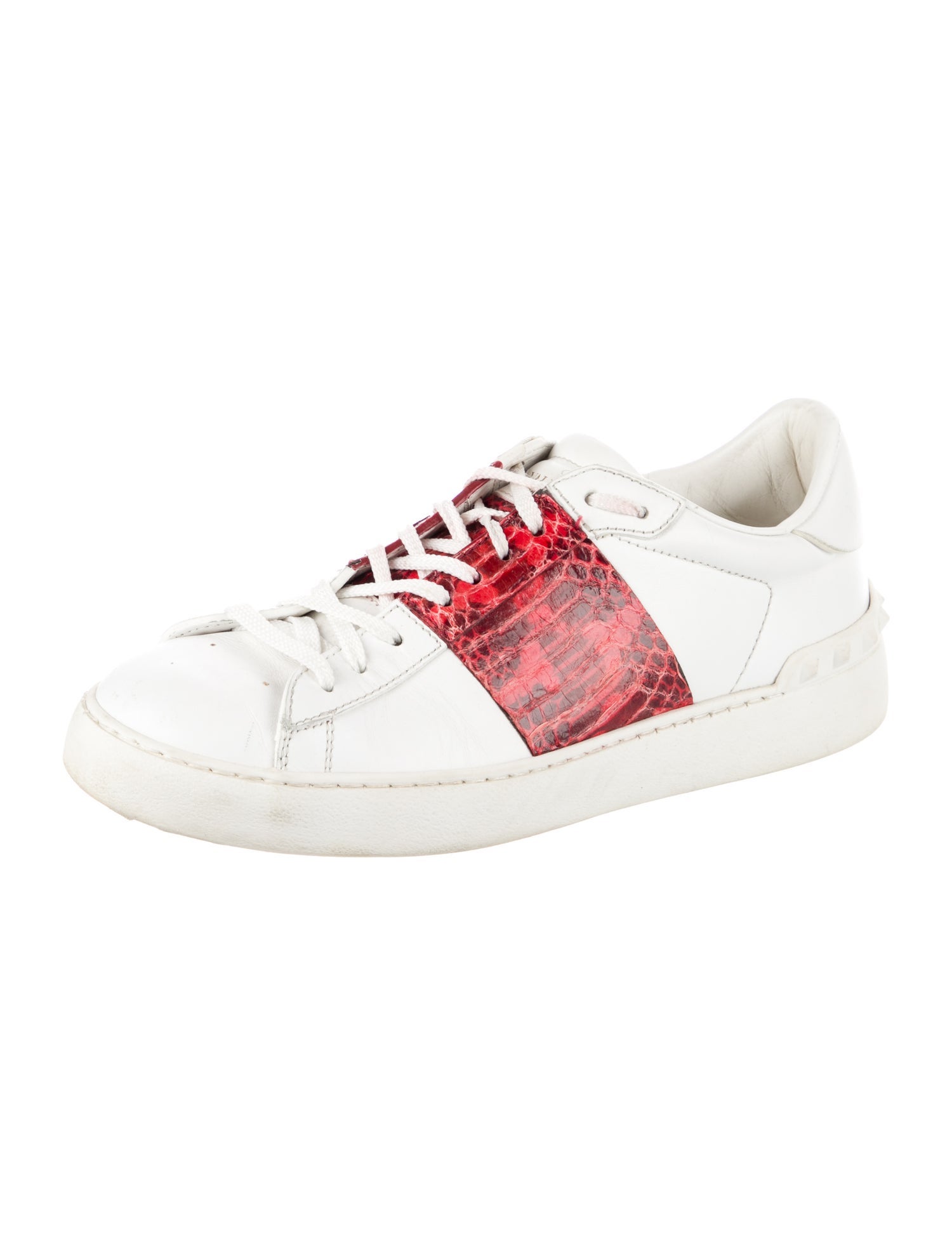 Valentino Rockstud Accents Leather Sneakers