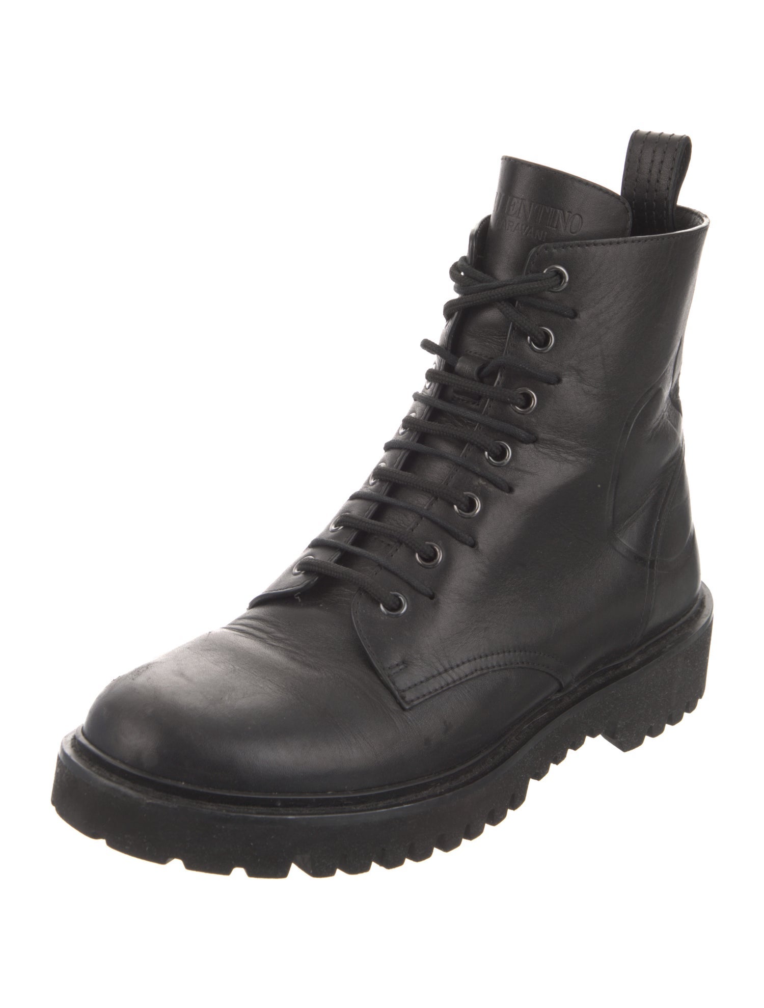 Valentino Leather Combat Boots
