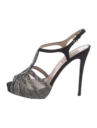Valentino Suede Mesh Accents T-Strap Pumps