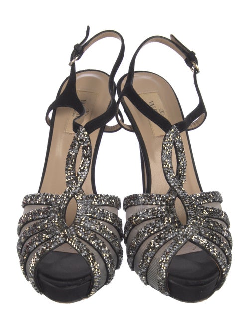 Valentino Suede Mesh Accents T-Strap Pumps