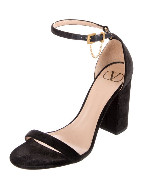 Valentino Velvet Chain-Link Accents Sandals