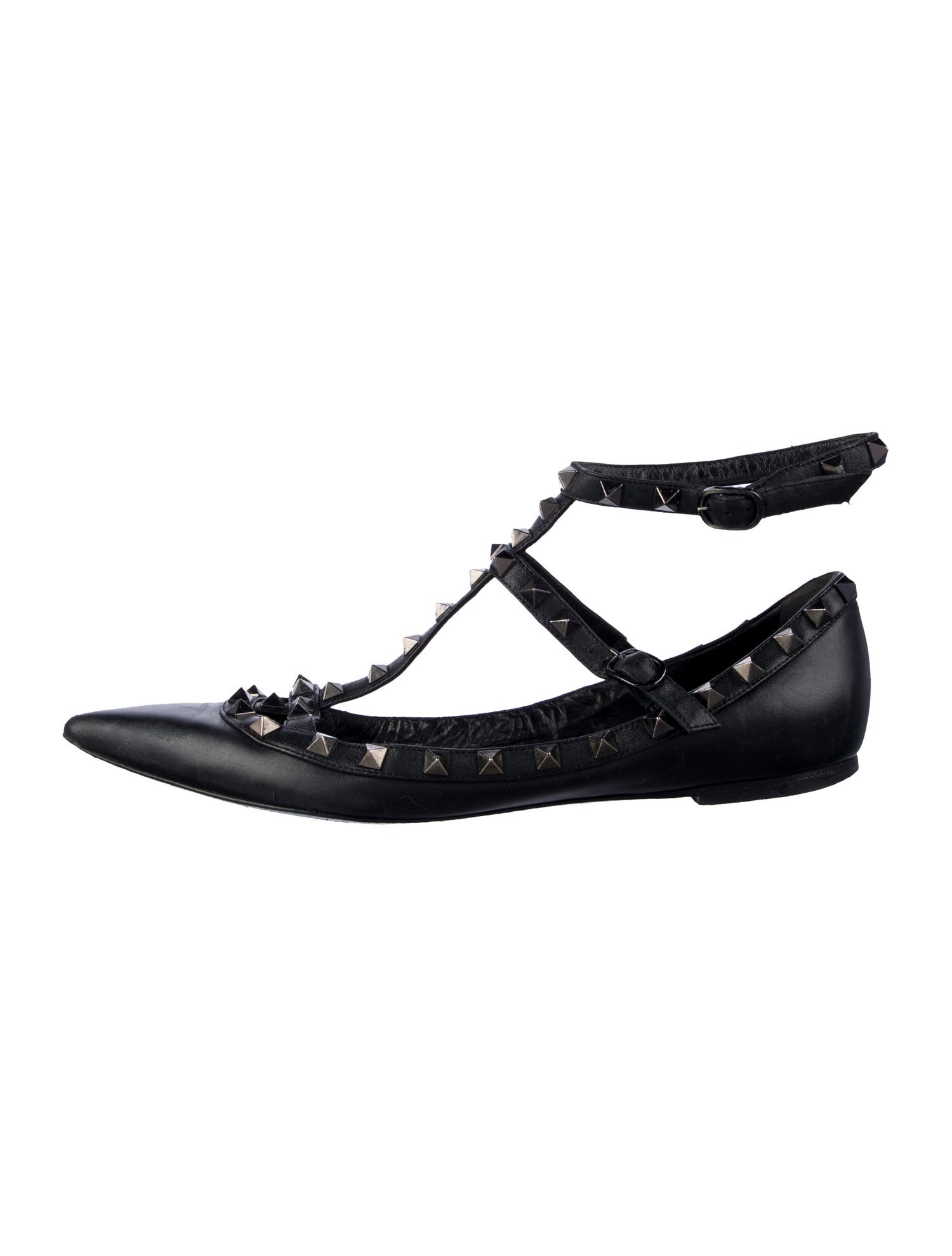 Valentino Rockstud Accents Leather Flats