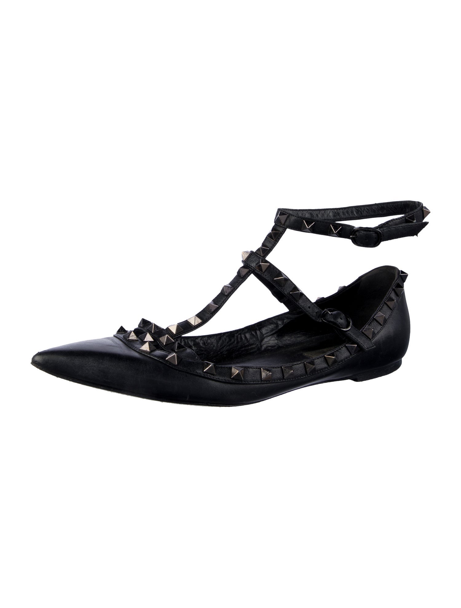 Valentino Rockstud Accents Leather Flats