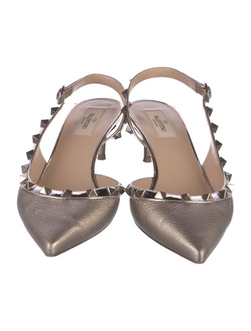 Valentino Rockstud Accents Leather Slingback Pumps