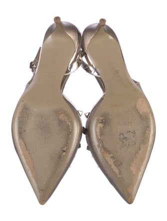 Valentino Rockstud Accents Leather Slingback Pumps