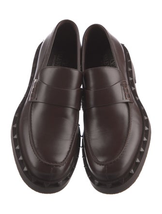 Valentino Rockstud Accents Leather Dress Loafers