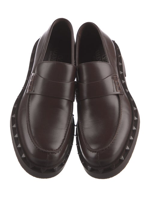 Valentino Rockstud Accents Leather Dress Loafers