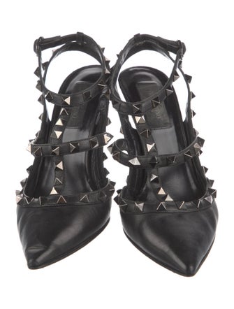 Valentino Rockstud Accents Leather T-Strap Pumps