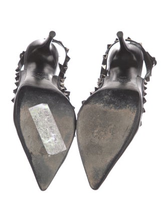 Valentino Rockstud Accents Leather T-Strap Pumps