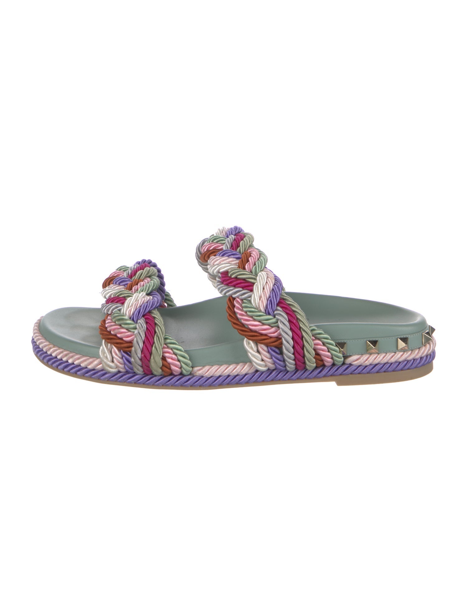 Valentino Rockstud Accents Patterned Slides