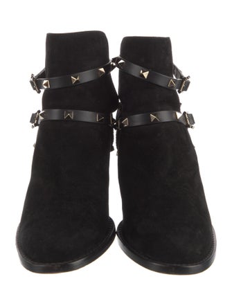 Valentino Rockstud Accents Suede Boots