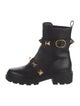 Valentino Rockstud Accents Leather Combat Boots