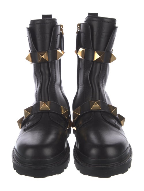 Valentino Rockstud Accents Leather Combat Boots