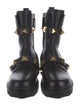 Valentino Rockstud Accents Leather Combat Boots