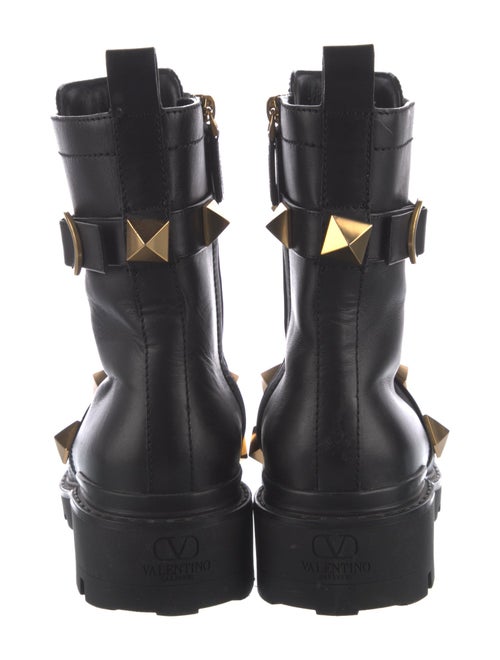 Valentino Rockstud Accents Leather Combat Boots