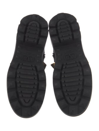 Valentino Rockstud Accents Leather Combat Boots