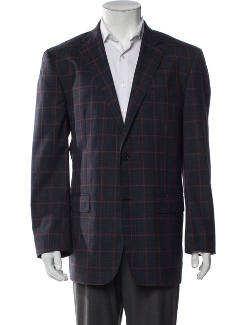 Valentino Virgin Wool Plaid Print Blazer