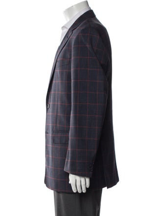 Valentino Virgin Wool Plaid Print Blazer
