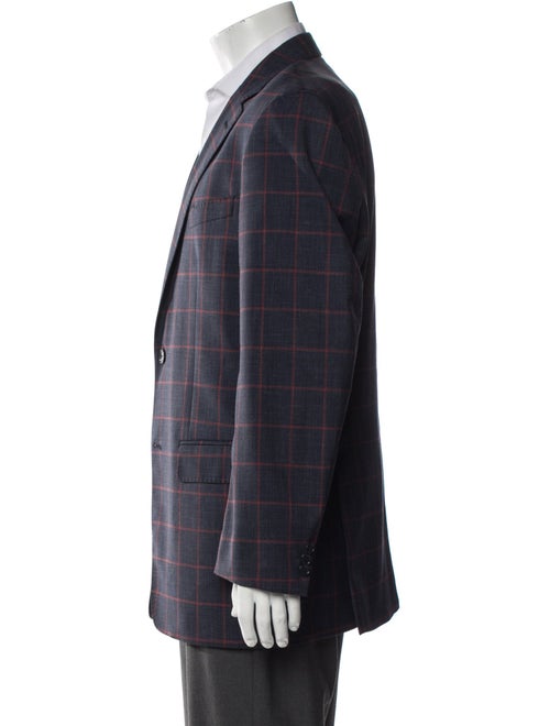 Valentino Virgin Wool Plaid Print Blazer