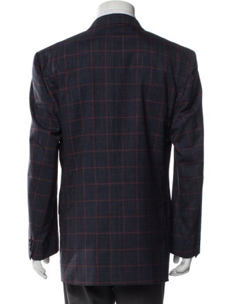 Valentino Virgin Wool Plaid Print Blazer