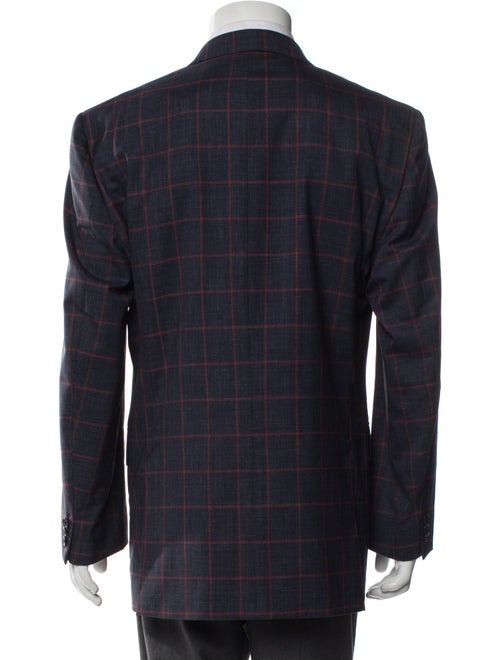 Valentino Virgin Wool Plaid Print Blazer