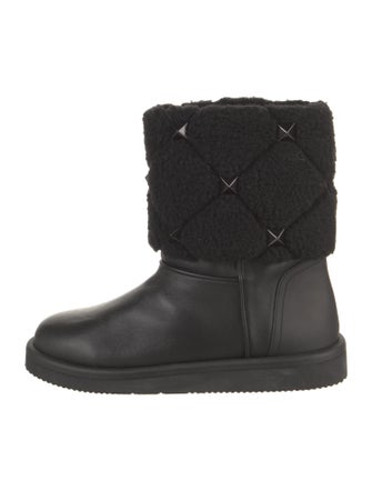 Valentino Rockstud Accents Leather Boots