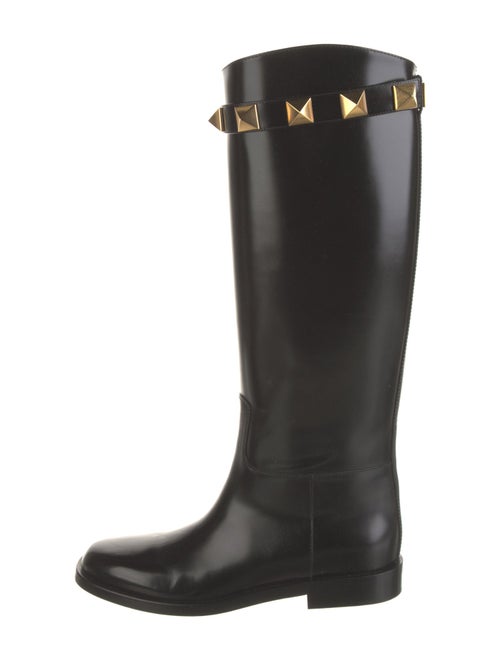 Valentino Rockstud Accents Leather Riding Boots