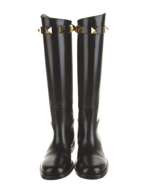 Valentino Rockstud Accents Leather Riding Boots
