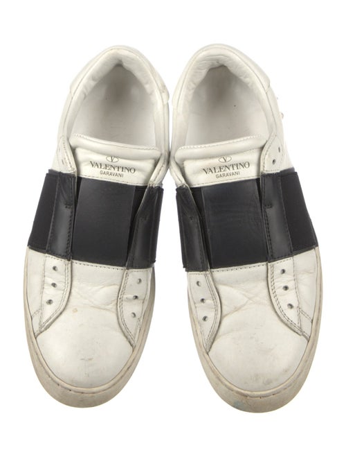 Valentino Rockstud Accents Leather Sneakers