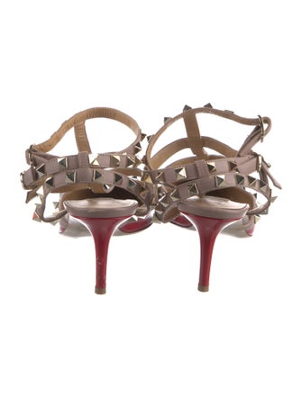 Valentino Rockstud Accents Patent Leather T-Strap Pumps